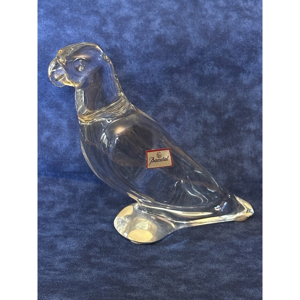 BACCARAT PARROT / 4‎ Inch Stunning French Crystal Figurine / Oiginal Sticker